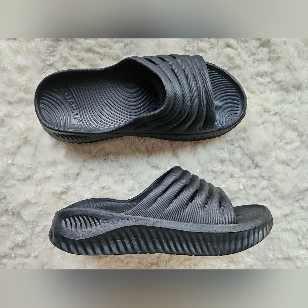 KuaiLu Women's Recovery, Orthopedic Sandals, Comfortable, Black, Size 10